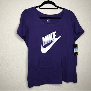 Nike t-shirt purple with white logo.